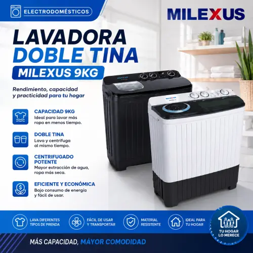 Lavadora semiautomática 9kg milexus's photo #1