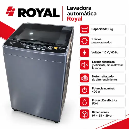 Lavadora automática Royal de 9kg — imagen 2