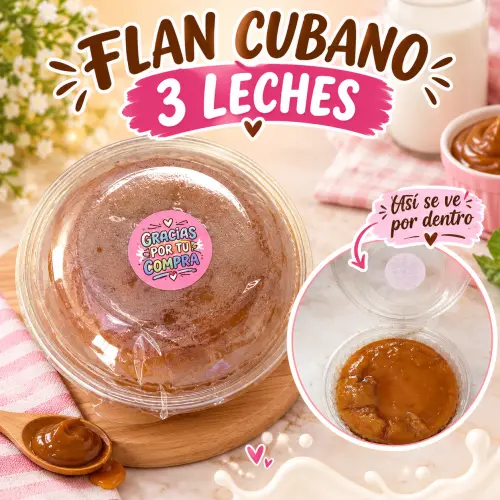Flan mediano cubano 3 leches — imagen 1
