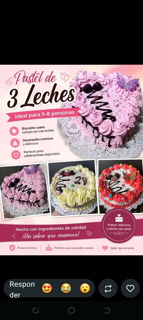 Kake 3 leches 24 cm's foto | EnviosCuba |  BizneCubano