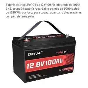 Bateria de litio LifePO4 de 12V 100 Ah miniatura 1